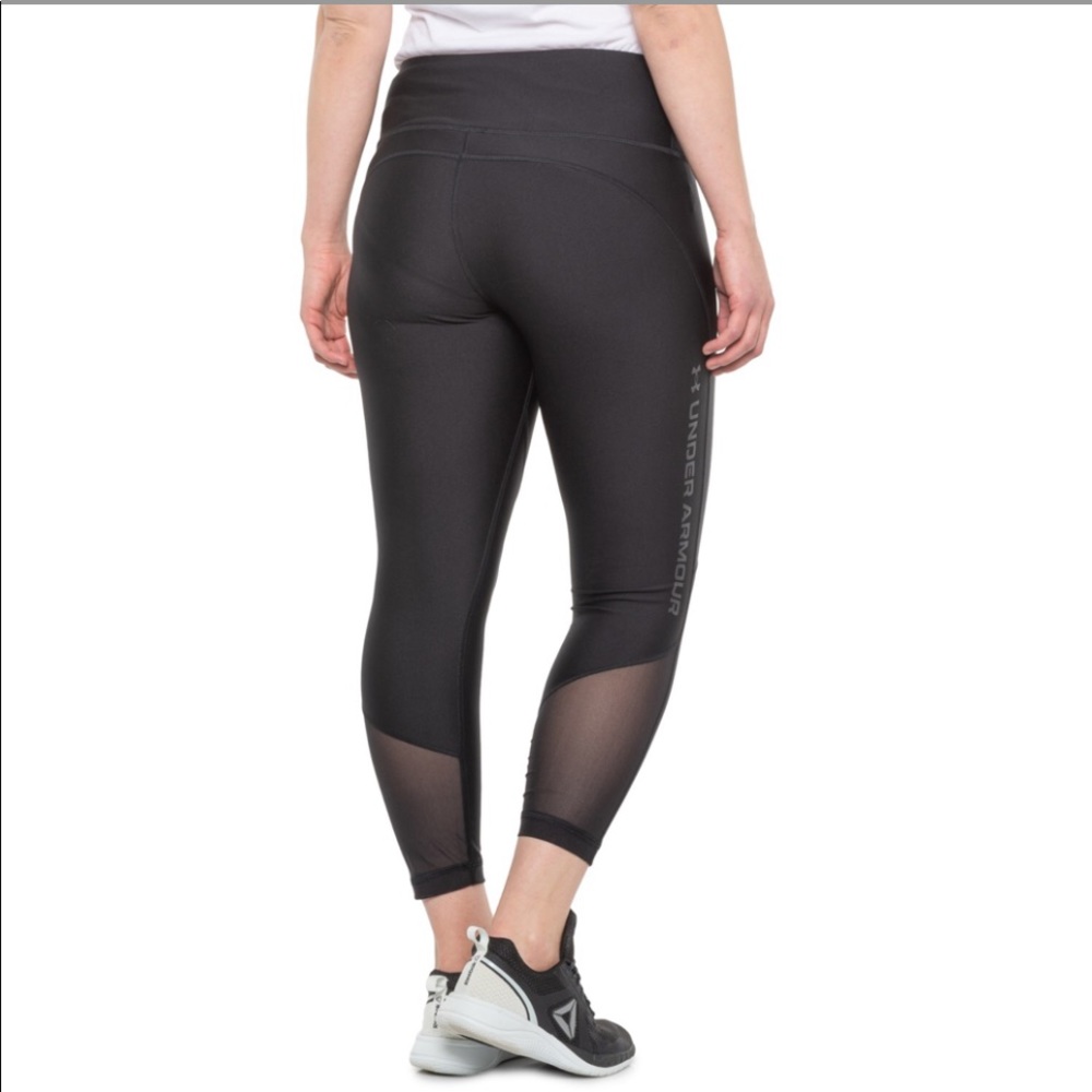 🆕 Under Armour HeatGear Mesh Ankle Crop Leggings Black large 930